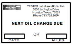 oil change sticker